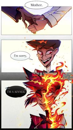 an image of two comics with fire coming out of their mouths and the caption reads, i'm sorry
