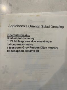 Applebees Asian Dressing, Homemade Dressings, Asian Salad, Copykat Recipes, Best Salad Recipes