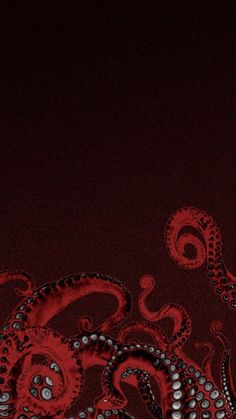 an abstract red background with black and white swirls on the bottom right hand corner