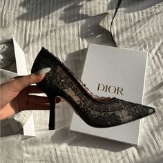 Got It In New Year Only Worn It For Ones . Black Dior Shoes, Expensive Shoes Luxury, Black Dior Heels, Iconic Heels, High Heel Shoe Chair, Rich Shoes, Christian Dior Heels, Expensive Heels, Sneakers Aesthetic