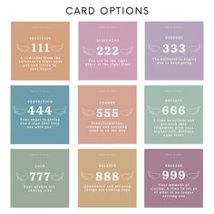 an info sheet showing the number and type of options for card options in different colors