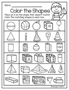 color the shapes worksheet for kids to practice their handwriting and writing skills on