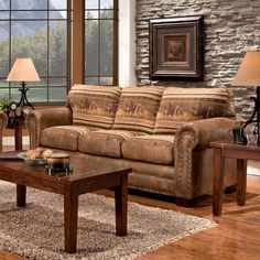 Heartland Horses Sofa Lodge Living Room, Microfiber Sofa, Fold Out Beds, Old Bookcase, Rustic Sofa, Sofa Soft, Sofa Cotton, Brown Sofa, American Furniture