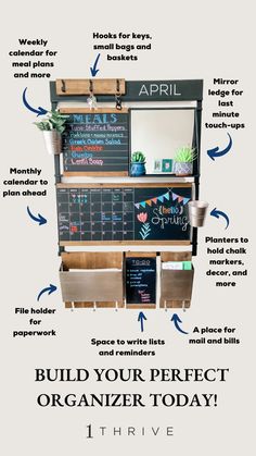 a blackboard with the words build your perfect organizer today