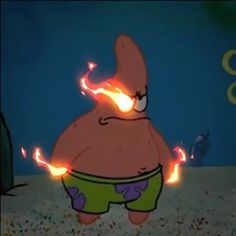 a cartoon character with fire coming out of his stomach