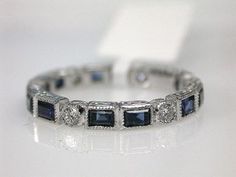 antique diamond and sapphire...my birthstone...so this would be the perfect bday gift  ;) Vintage Sapphire Rings, Antique Sapphire Rings, Antique Style Wedding Rings, Morganite Wedding Set, Antique Style Wedding, Sapphire Antique Ring, Sapphire And Diamond Band, Sparkly Accessories, Rings Antique