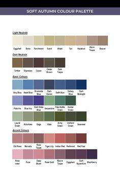 the color chart for soft autumn colours