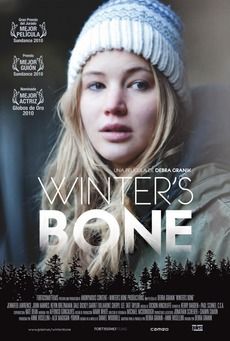 the poster for winter's bone shows a young woman with blue eyes and a white hat