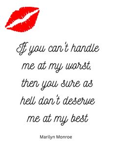 marilyn monroe quote with red lipstick on white background