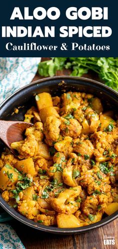 Indian Spiced Cauliflower, Spiced Potatoes, Indian Meal, Aloo Recipes, Spiced Cauliflower, Aloo Gobi, Vegetarian Dish, Think Food, Indian Food Recipes Vegetarian