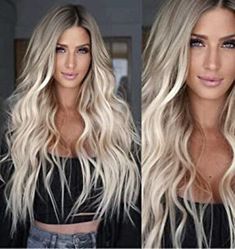 Balayage, Brown To Platinum Blonde, Platinum Blonde Wig, 613 Lace Front Wig, Long Wavy Wig, Ash Blonde Highlights, Blonde Highlight, Blonde Wigs, Wig Styling