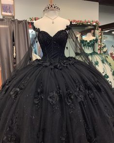 Black Quinceanera Dresses with Flowers, Long Sweet 16 DressesBlack Quinceanera Dresses with Flowers, Long Sweet 16 Dresses Goth Sweet 16 Dress, Black Quince Dresses With Flowers, Quince Dresses Black And Gold, Emo Quinceanera, Goth Quinceanera Theme, Black Quince Theme, Quinceanera Dresses With Flowers, Black Ball Gown Dress, Black Quince Dress