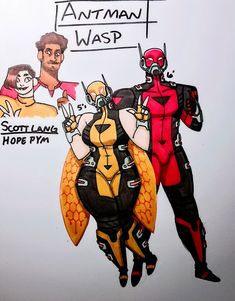 a drawing of an antman and wasp character