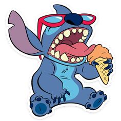 a cartoon character eating an ice cream cone with his mouth wide open and wearing sunglasses