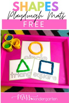 a pink tray filled with shapes and letters for preschoolers to practice their fine motor skills