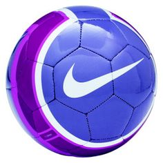 a purple and white nike soccer ball