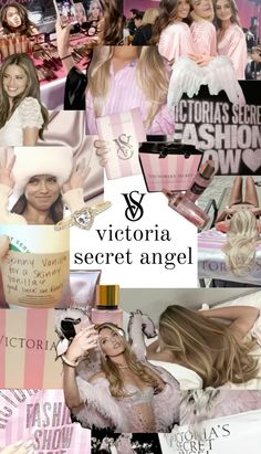 victoria's secret angel collage with photos and captions from the book victorias secret