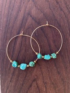 Wire Gauge, Genuine Turquoise, Jewelry Inspo, Gold Hoop