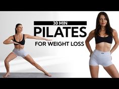 30 MIN PILATES FOR WEIGHT LOSS- Burn Fat & Tone Pilates Workout - YouTube Thigh Workouts, Standing Pilates, Pilates Workout Youtube, Full Body Pilates Workout, Wall Pilates, Pilates Workouts, Pilates Routine, Pilates Workout Routine, Pilates Body