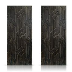 two doors that are made out of wood and have wavy lines on the front side