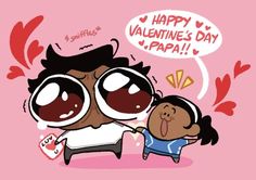 a couple of cartoon characters holding hands with the caption happy valentine's day papa