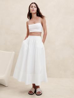 Haute Couture, Couture, White Poplin Skirt, White Midi Skirt Outfit, White Skirt Outfits, White Linen Skirt, Poplin Skirt, White Midi Skirt, Midi Skirt Outfit