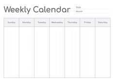 a printable weekly calendar for the week