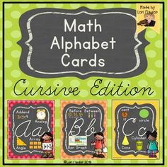 the math alphabet cards for cursive education