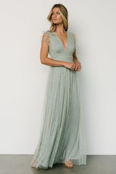 We're starstruck by this stunning dress! It features gorgeous mesh material with a sparkling star pattern. Available in several colors! Tulle Green Bridesmaid Dress, Sage Green A Line Dress, Light Sage Wedding Dress, Long Sage Green Dress, Sage Green Formal Dress Long, Mother Of The Bride Dresses Green, Sage Mother Of The Bride Dresses, Green Mother Of The Bride Dresses, Sage Green Mother Of The Bride Dress