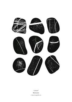 black and white drawing of rocks on a white background