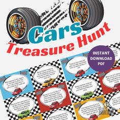 an advertisement for cars and tires with instructions on how to use them in the game