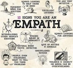 an old poster with the words, signs you are an empathh