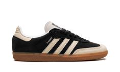 adidas Samba WMNS "Core Black / Wonder White" - Stadium Goods Adidas Samba Og Black, Adidas Shoes Samba, Stripes Branding, Adidas Samba Outfit, Adidas Og, Samba Outfit, Adidas Samba Og, Samba Og, Cream Design