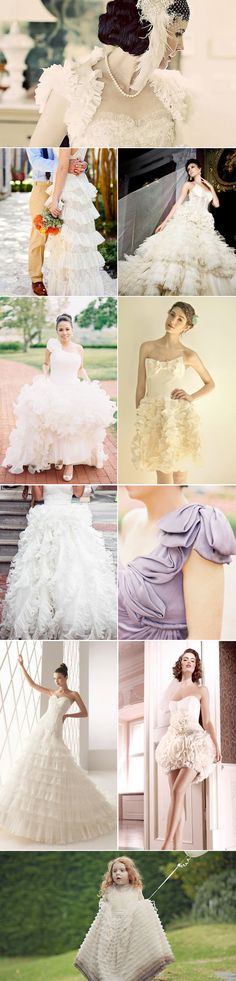 many different pictures of women in white dresses