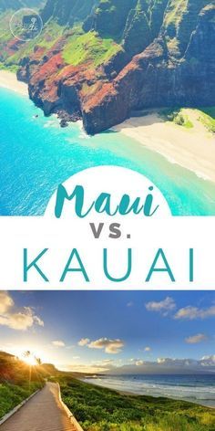 the road leading to kauai is shown in two different pictures