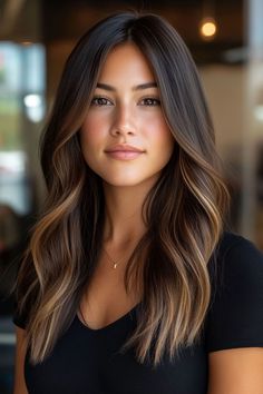 fall hair color ideas for brunettes #FallHairColors #BrunetteHair #AutumnHairTrends #WarmTones #BrunetteBalayage #RichShades #SeasonalHair #HairInspo #CaramelHighlights #ChocolateBrownHair From Blonde To Dark Brown Hair, Fall Balayage Hair Brunettes, Brunette Balayage Hair Black Women, Light Brown Hair With Ombre, Biolage For Brunettes, Partial Baylage Brunette, Long Brunette Hair With Face Framing, Straight Fall Hair Color, Summer To Fall Brunette Hair