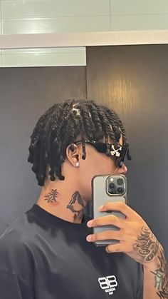 Black Men Hair Accessories, Tattoo Ideas For Men Colorful, Lil Nas X Hairstyles, Deangelo Russell Hair, Guys With Twists, Dreads Men Styles, 1of1 Tattoo, Twists Black Men Hair, Locs Hairstyles For Men