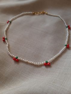 قلادات متدلية, Anting Manik, Jewellery Beads, Cherry Necklace, Diy Bracelets Patterns, Beaded Necklace Diy