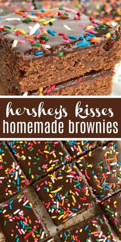 homemade brownies with chocolate frosting and sprinkles