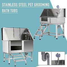 stainless steel pet grooming bath tubs