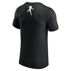 a black t - shirt with a white soccer player on it