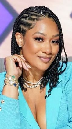 Tamara Mowry Hairstyles, Cornrows Front Box Braids Back, Summer Braid Styles 2024, Braids Round Face, Low Hairstyles For Black Women, Protective Styles For Natural Hair Braids Cornrow, Wedding Braids Black Women, Short Bob Braids Hairstyles, Large Fulani Braids