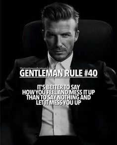 a man sitting in a chair with a suit on and a quote from the movie gentleman rules