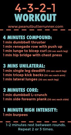 a poster with instructions for how to do a 4 - 2 - 1 workout