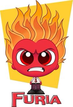 an image of a cartoon character with fire coming out of it's face and the words furia written below