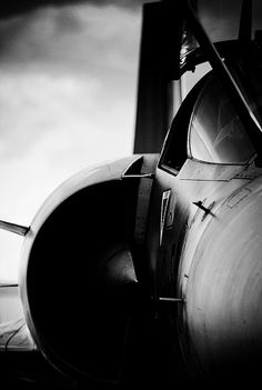 black and white photograph of the nose of an airplane