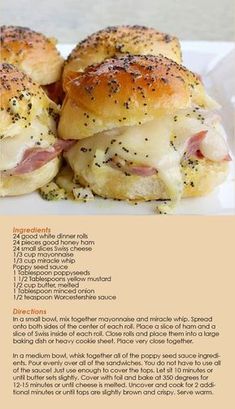 the recipe for ham and cheese sliders is shown