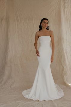 Draped Crepe Wedding Gown Straight Neckline Bridal Mermaid - Etsy Square Neck Mermaid Wedding Dress, Haute Couture Dress, Neck Wedding Dress, Draped Bodice, Classy Wedding Dress, Elopement Dress, Haute Couture Dresses, Dream Wedding Ideas Dresses, Couture Dress