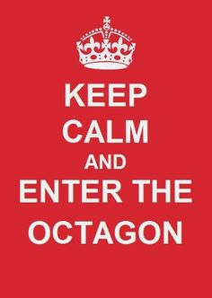 a red and white poster with the words keep calm and enter the octagon