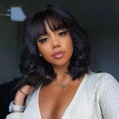 Short Bob Wigs With Bangs Body Wave Human Hair Wig With Bangs None Lace Wigs Bleached Hair, Body Wave Bob, Short Curly Wigs, Remy Human Hair Wigs, Wig With Bangs, Body Wave Wig, Short Bob Wigs, Body Wave Hair, Hair Quality